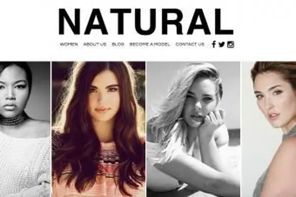 Captura de tela do site da Natural Models LA