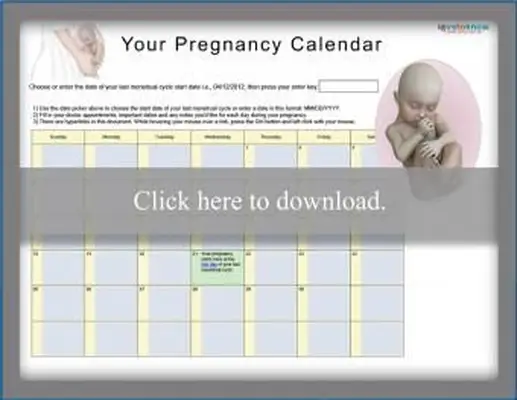 calendrier de grossesse imprimable