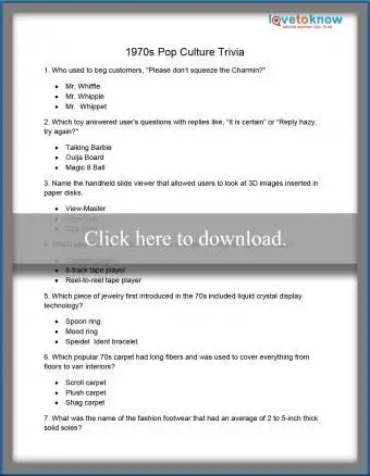 Curiosità sulla cultura pop degli anni '70