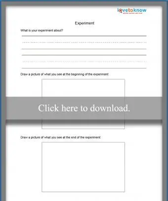 Feuille de travail d'observation d'expérience simple