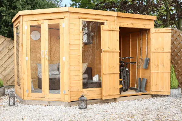 Mercia Wooden Shiplap Double Door Corner Shed - Verdantvows