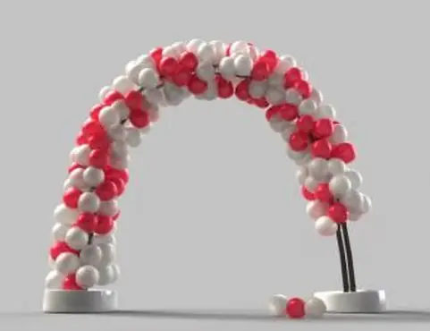 Arco de balão vermelho e branco para um baile