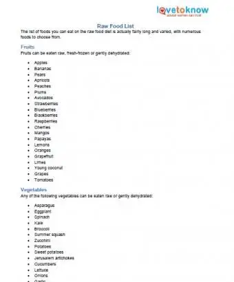 Zoznam surových potravín