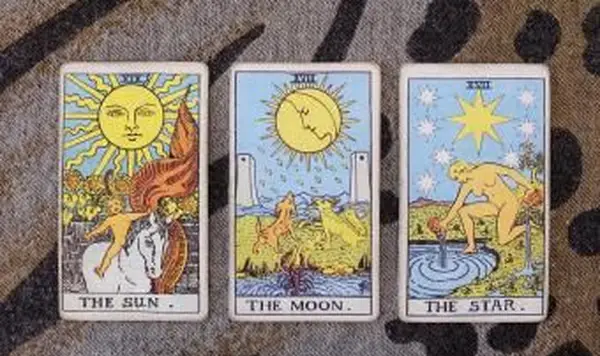 Tarotové karty Slnko, Mesiac, Hviezda