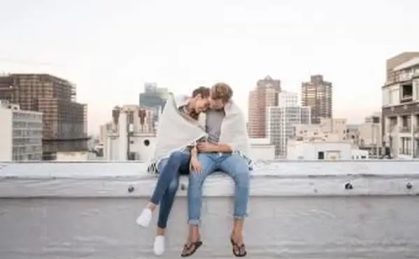 couple, séance, sous, couverture