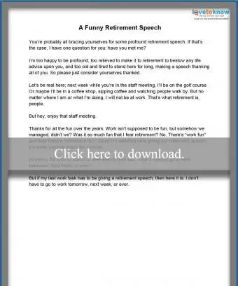 Vtipná reč o odchode do dôchodku