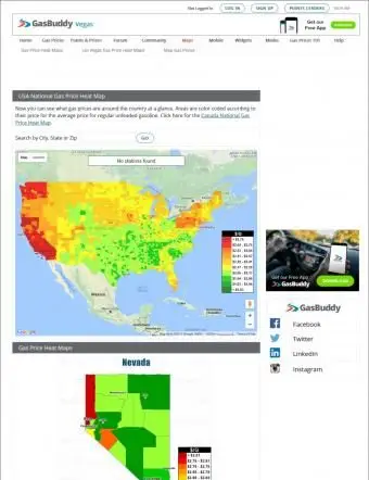 가스 가격의 히트 맵