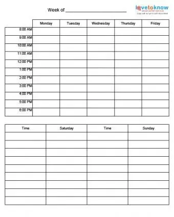 Tygodniowy harmonogram