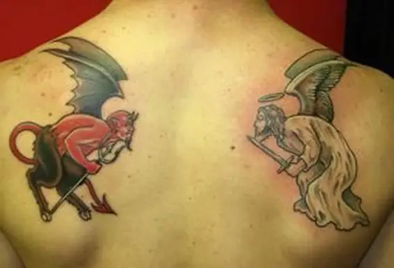Diable et ange tatouage