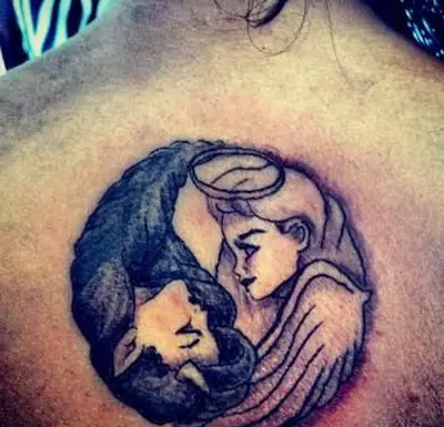 Tatouage Ange et Diable Ying et Yang