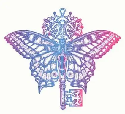 אמנות פרפר וקעקוע בצבע מפתח