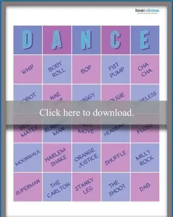 Bingo de movimientos de baile