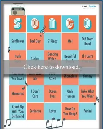 Artista popular y bingo de canciones