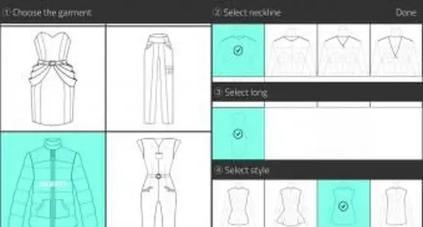 Zrzut ekranu aplikacji do projektowania mody na telefonie z systemem Android