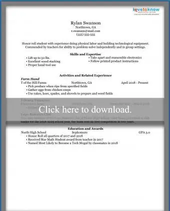 Einfache Lebenslaufvorlage für Teenager