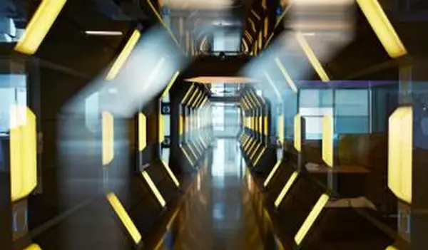 オフィスビルのモダンなデザインの廊下