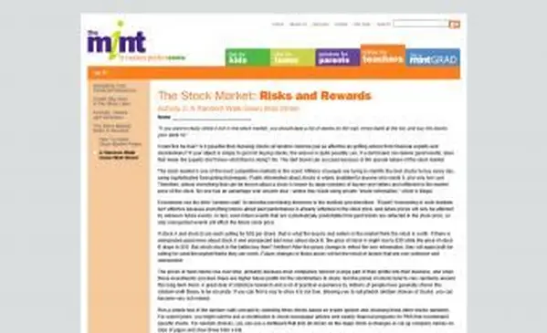 A captura de tela da atividade de recompensas e riscos do mercado de ações