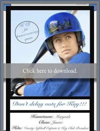 Poster con slogan a tema softball