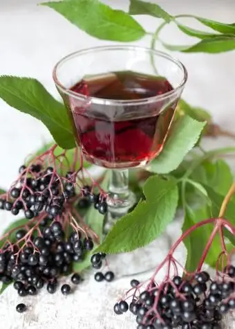 Sabugueiro e copo de suco