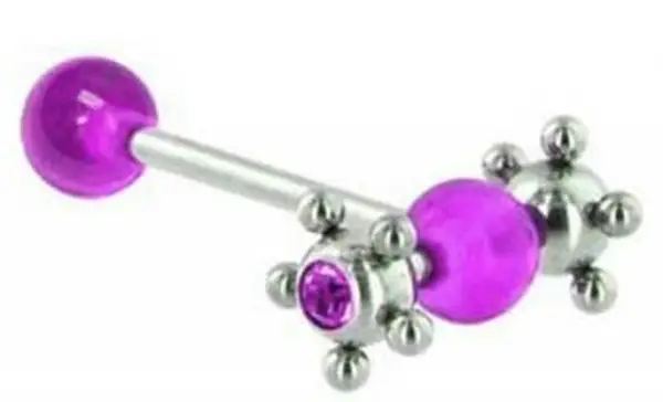 퍼플 젬 서지 컬 스틸 스피너 유니크 바벨 텅링