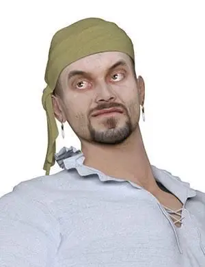 Cigano com brincos e cobertura para a cabeça