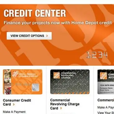 Opções de cartão de crédito da Home Depot