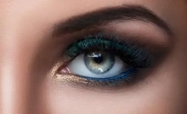 צילום מקרוב של עין נקבה עם איפור יפהפה