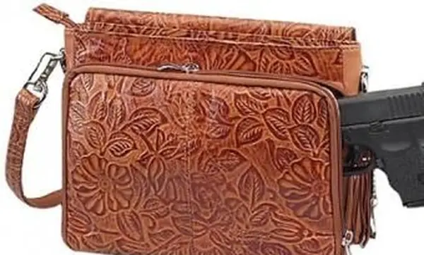 GTM Tooled Cowhide Gun Holster Purse