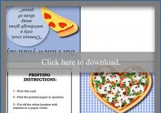 Biglietto San Valentino pizza