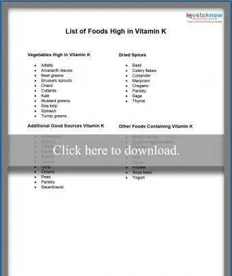 Elenco degli alimenti ricchi di vitamina K