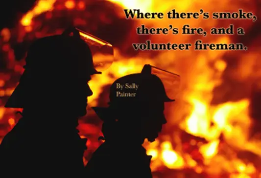 Silueta de bomberos contra incendios y cotización de voluntarios