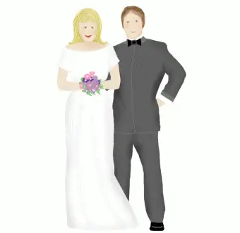 Cortando o clipart do bolo de casamento