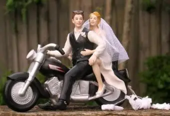 オートバイバイカーウエディングケーキトッパー