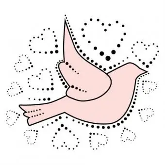 ružová holubica so srdiečkami