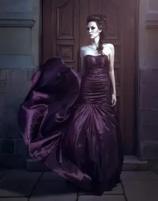 紫のドレスの美しい女性