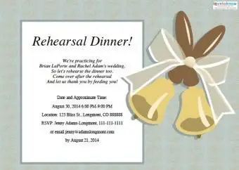 Convite para jantar de ensaio
