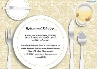 Invitaciones para la cena de ensayo de boda