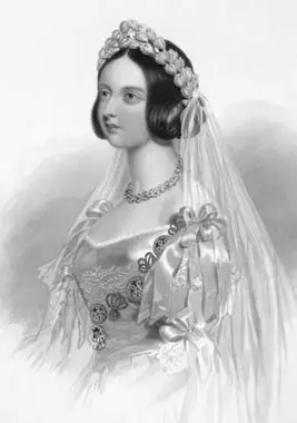 Reina Victoria en vestido de novia blanco