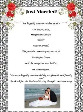 結婚式の発表文言の無料サンプル