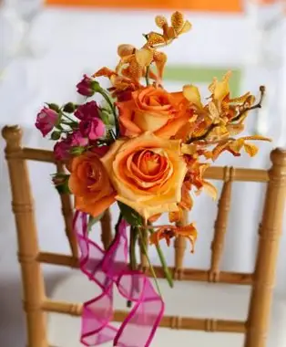 קישוט כסא כתום, ורוד, צהוב