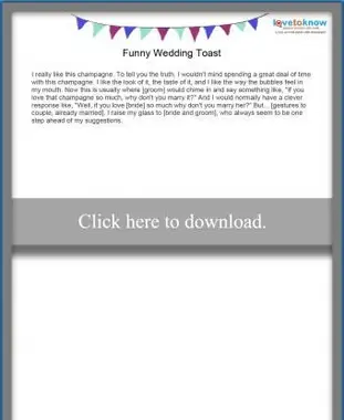 面白い結婚式の乾杯。