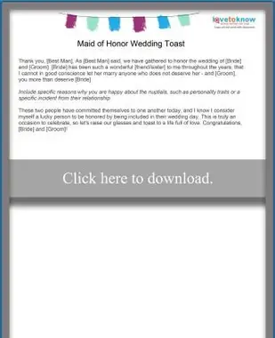 メイドオブオナーウェディングトースト