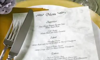 תפריטים בחינם לקבלת פנים לחתונה