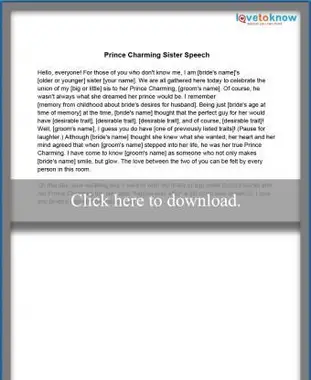 Discours de la sœur du prince charmant
