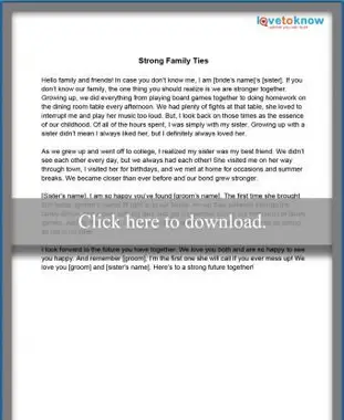 Discours sur les liens familiaux forts