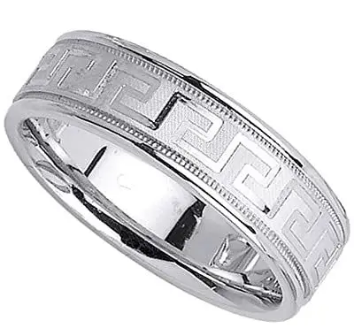 Alliance Kobelli Greek Key en or blanc 14 carats pour homme
