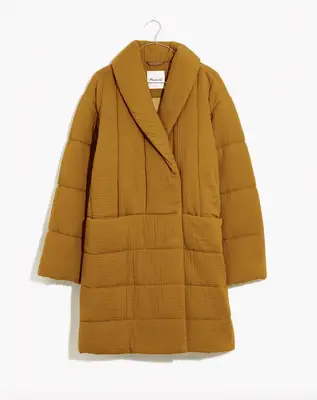 mustard quilted coat