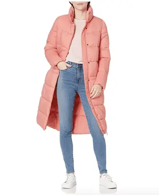 pink long puffer coat