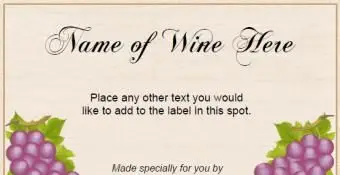 Rótulo de vinho de uvas