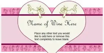 Rótulo de vinho de Cupidos e corações